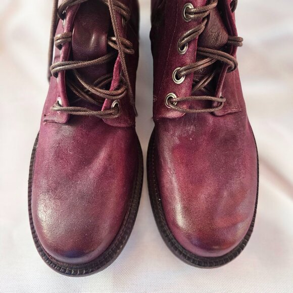 NWOT A.S.98 Custom Dyed Burgundy Saunder Leather Combat Boots, EU 41 / US 10.5 - Picture 2 of 5